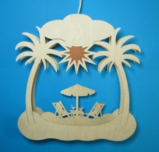 beleuchtetes Fensterbild "Palmenstrand"