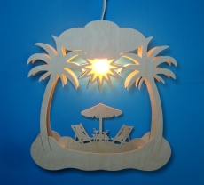 beleuchtetes Fensterbild "Palmenstrand"