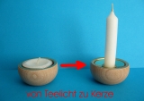 Adapter (tief) - von Teelicht auf 14er Kerze